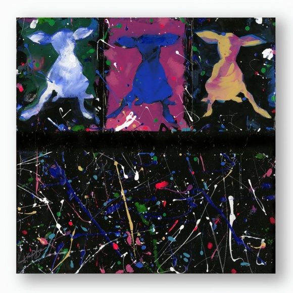 OOAK Abstract Chi Dog Painting by Kathy Morton Stanion - Chihuahua Party - Picture 2 of 8